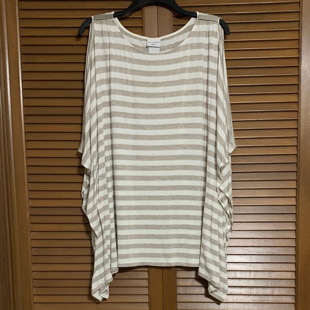 Jacklyn Smith Lounge Striped Cold Shoulder Shirt XL